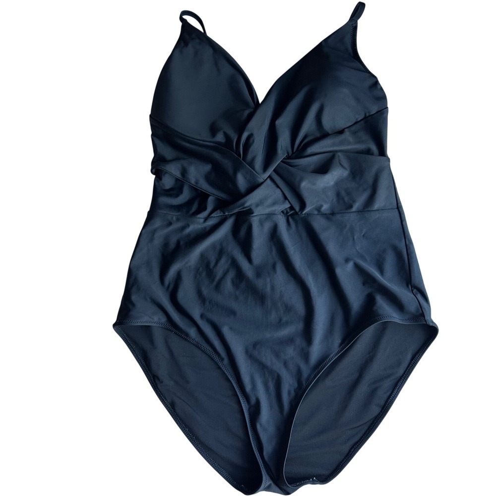Aerie Real Good Black Twist Front One Piece Swimsuit XL‎ Full Coverage